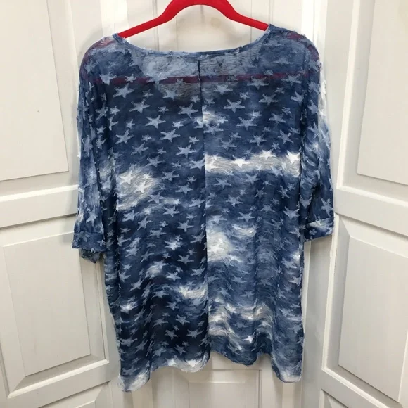 Soft Surroundings Sheer Blue & White Star Top Small/ Medium - Picture 11 of 16